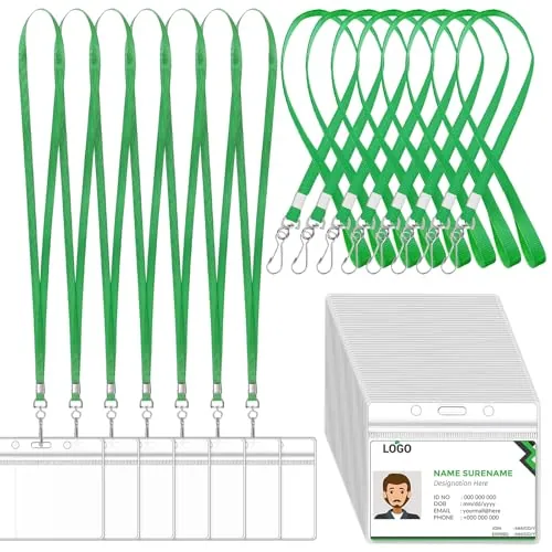 100 Piece Name Tag Lanyards Bulk, Green
