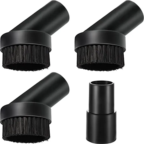 3 Piece 25 mm Vacuum Brush Attachment Round Dust Brush, Black