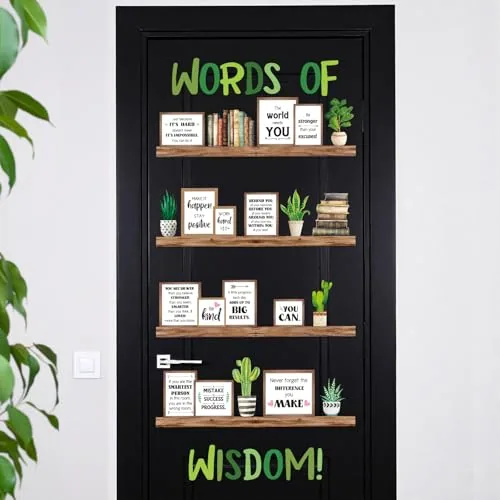 50 Piece Words of Wisdom Classroom Door Decor Bulletin Board Set, Black