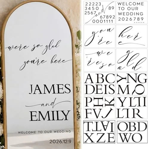 16 Sheet Welcome to Our Wedding Mirror Sticker, Black