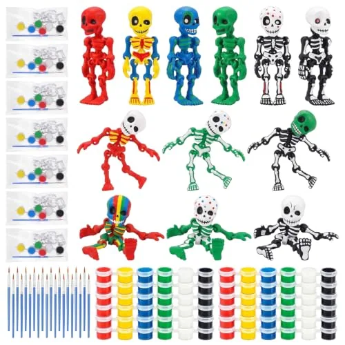 28 Piece 3D Printed Skeleton Figurines Painting Kit, White