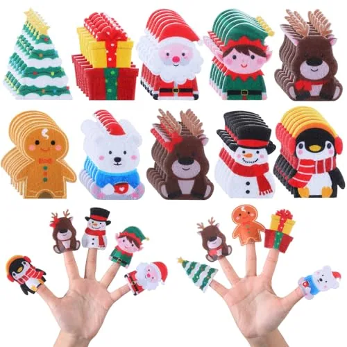 60 Piece Christmas Finger Puppets Set Felt Finger Puppet Toys Bulk
