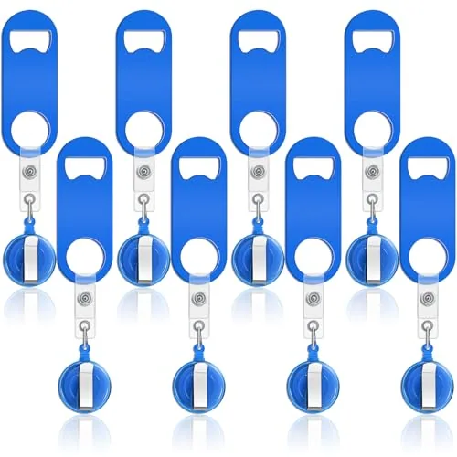 8 Piece Retractable Bottle Opener Bartender Flat Beer Opener, Blue