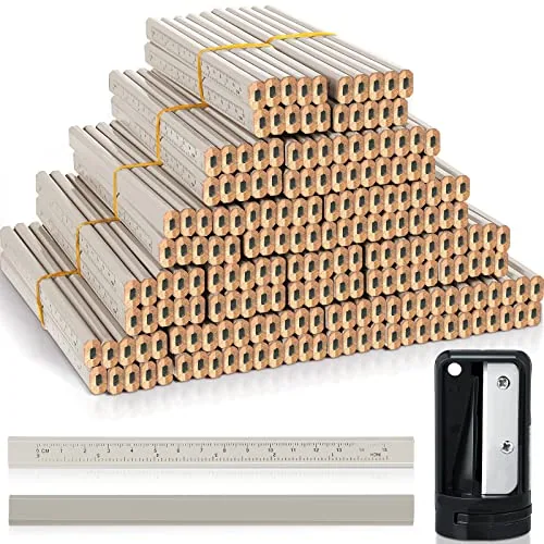 200 Piece Flat Construction Pencils, White