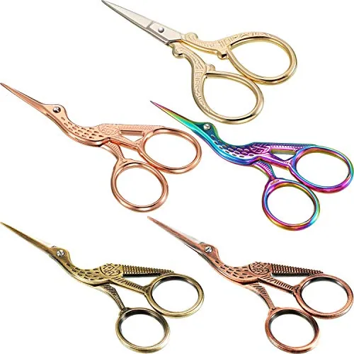 5 Piece Embroidery Scissors Stainless Steel Stork Design 3.6 Inch