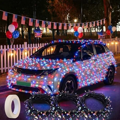 197 ft 600 LED Red White and Blue Lights