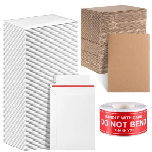 201 Piece Self-Adhesive Trading Card Shipping Set 7 in x 5.1 in Card Envelopes, White