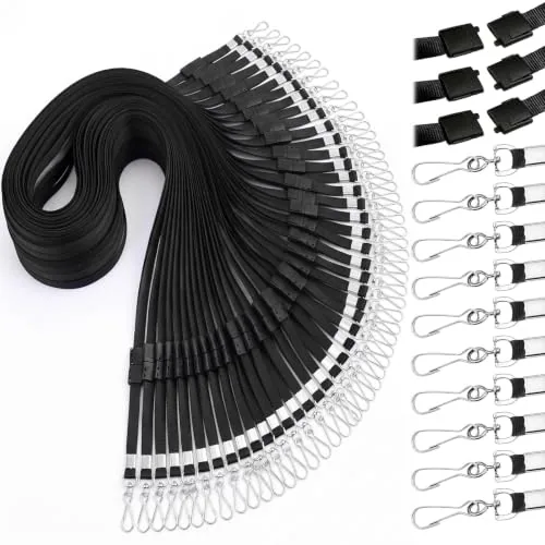 200 Piece Breakaway Badge Lanyards Bulk, Black