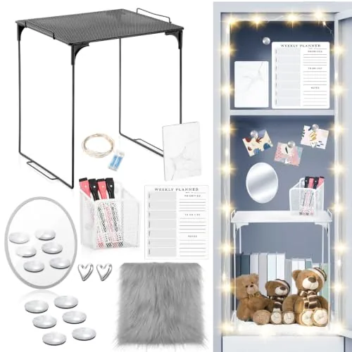 17 Piece Magnetic Locker Organizer and Decorating Kit, Grey