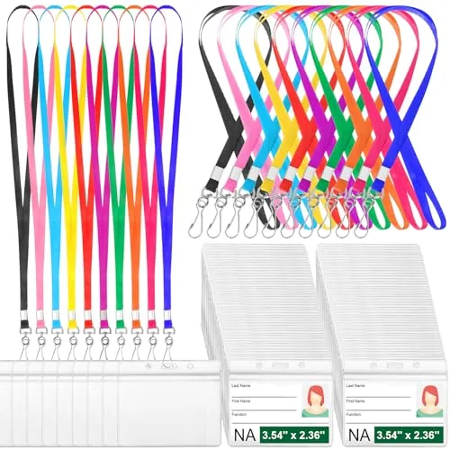 200 Piece Name Tag Lanyards Bulk, Multicolour