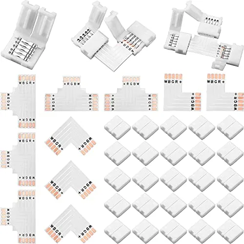35 Piece 5 Pin LED Light Connecto Solderless LED Strip Connector L