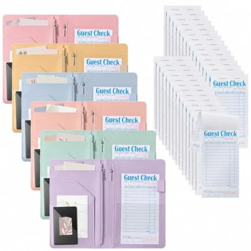 6 Piece Server Guest Check Book Holder Set