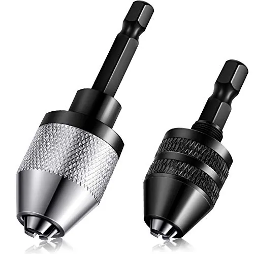 2 Piece Drill Chuck Adapter Keyless 1/4 Inch Hex Shank Drill Chuck