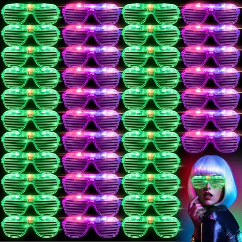 72 Pairs LED Light up Glasses Shutter Shades, Green