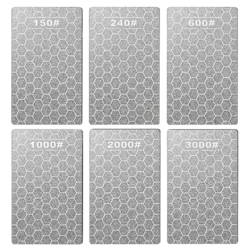 6 Piece Diamond Sharpening Stone Grit Diamond Plate Honing Stone, Silver