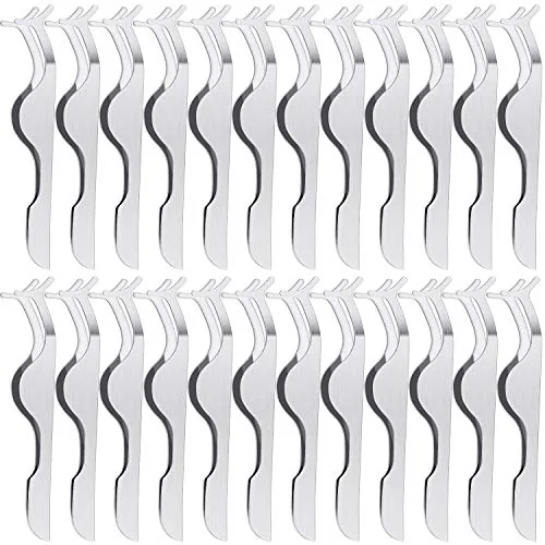 24 Piece False Eyelashes Applicator Tool Stainless Steel Eyelash, Silver