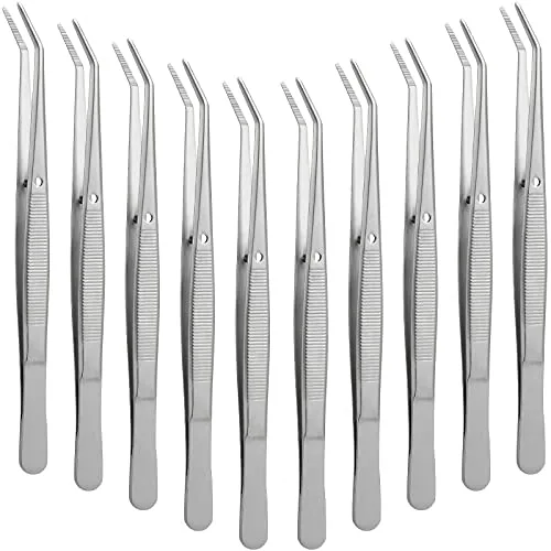 10 Piece Stainless Steel Tweezers, Silver