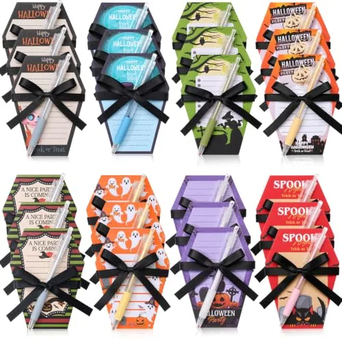 48 Piece Halloween Sticky Notes and Pens Self Stick Note Pads Bulk