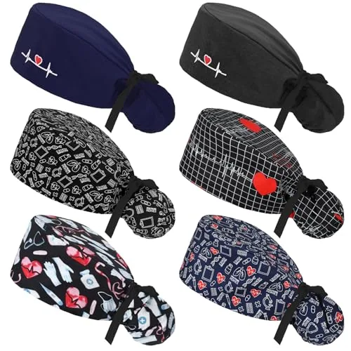 6 Piece Scrub Caps Women