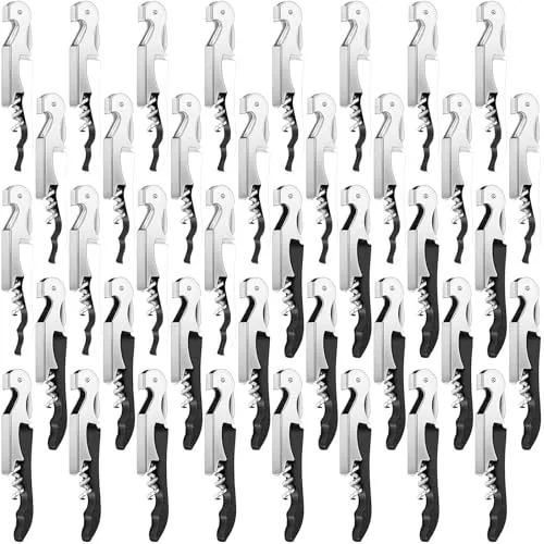40 Piece Folding Wine Key Opener Corkscrew Bottle Wine Opener Waiter Metal, Black