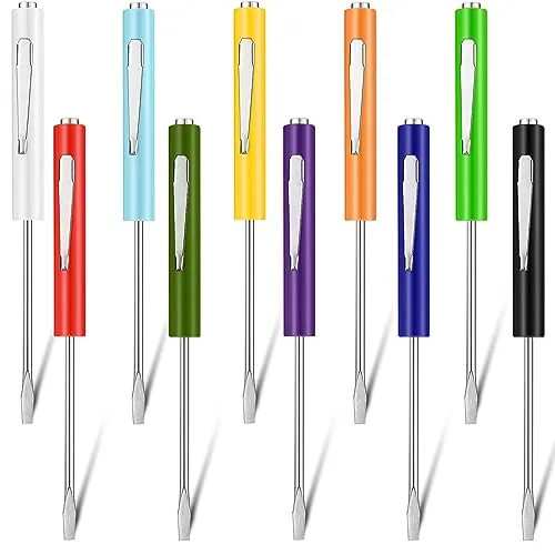 10 Piece Pocket Screwdriver Magnetic Mini Slotted Flathead, Multicolour