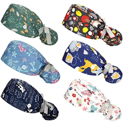6 Piece Scrub Caps Women Nursing Hats