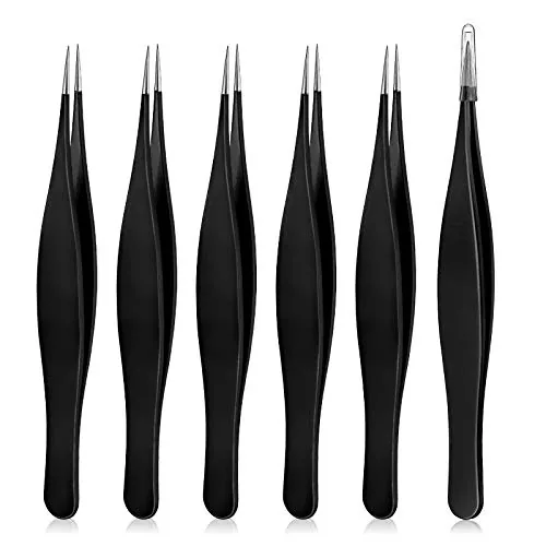6 Piece Tweezers, Black