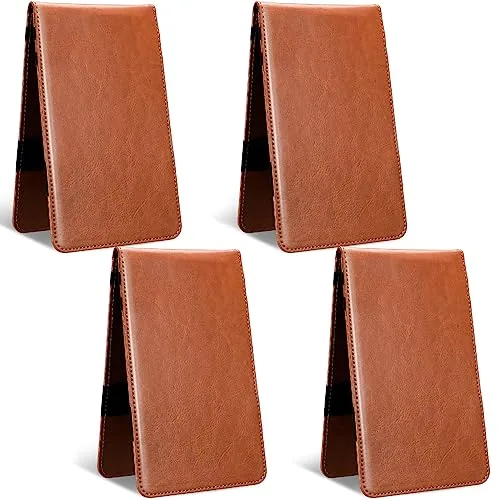 4 Piece Golf Scorecard Holder Yardage Book Cover, Brown
