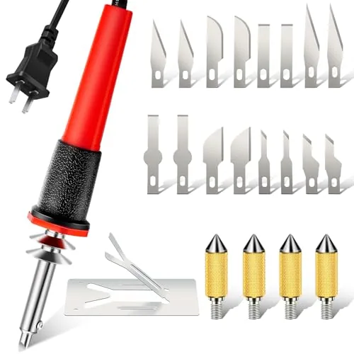 22 Piece Electric Hot Knife Cutter Tool Include Heated Knife, Red