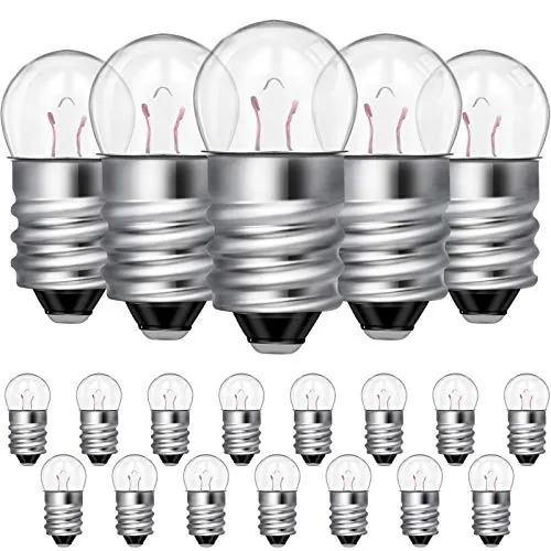 20 Piece Miniature Screw Tiny Light Bulbs Replacement E10, Silver