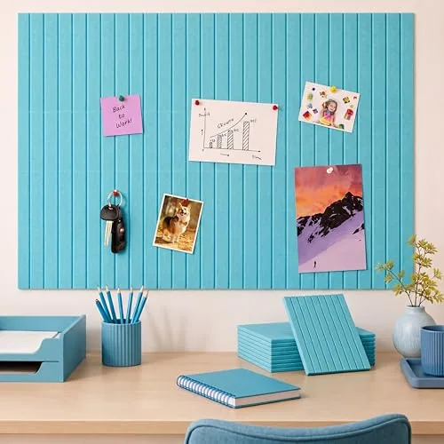 12 Piece 48 in x 36 in Large Cork Board Alternative Felt Bulletin, Blue