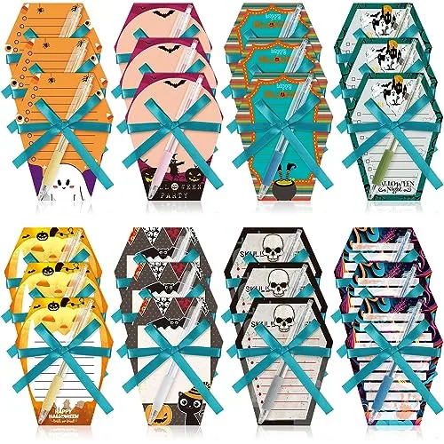 48 Piece Halloween Sticky Notes and Pens Self Stick Note Pads Bulk