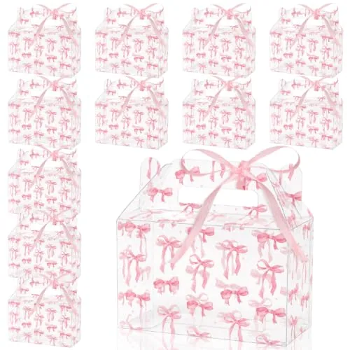 24 Piece Plastic Pink Bow Gift Boxes