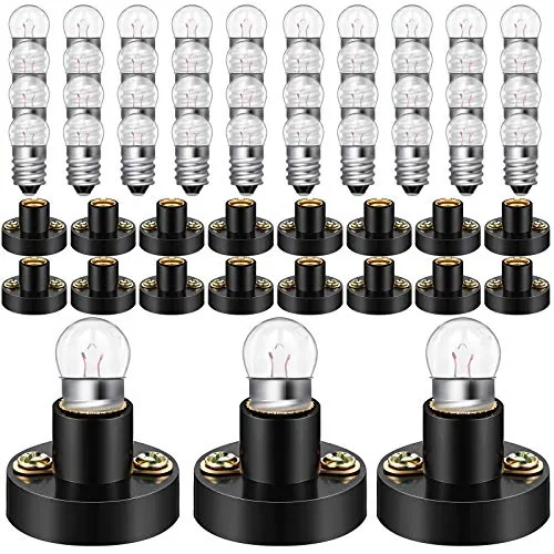 60 Piece E10 Screw Mini Bulbs Warm White Light and E10 Mini Screw