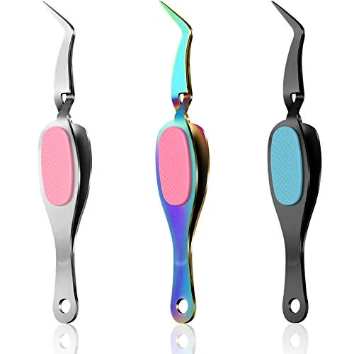 3 Piece Craft Tweezers Cross Locking Precision Curved Tweezers