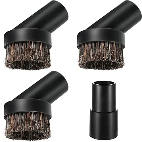 3 Piece 25 mm Vacuum Brush Attachment Round Dust Brush, Black