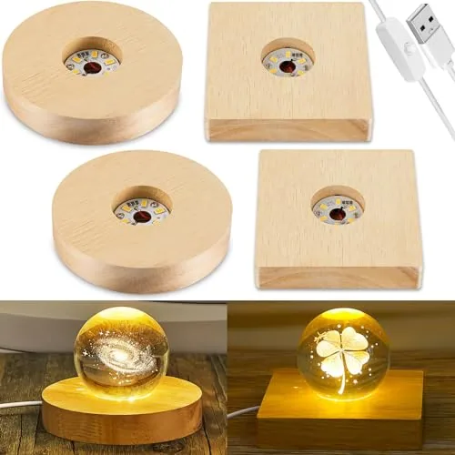 4 Piece LED Light Display Base Glass Art Stand