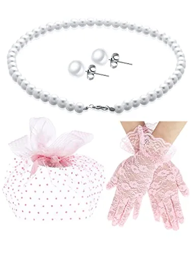 4 Piece Tea Party Fascinator Hat Set, Pink