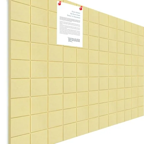12 Piece 48 x 36 Inches Large Cork Board Felt Wall Tiles, Yellow