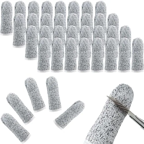 40 Piece Cut Resistant Finger Cots Protection Reusable Finger, Grey