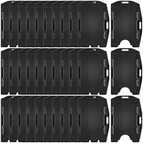 2 Sided Badge Holder Hard Plastic Badge Holder, Black