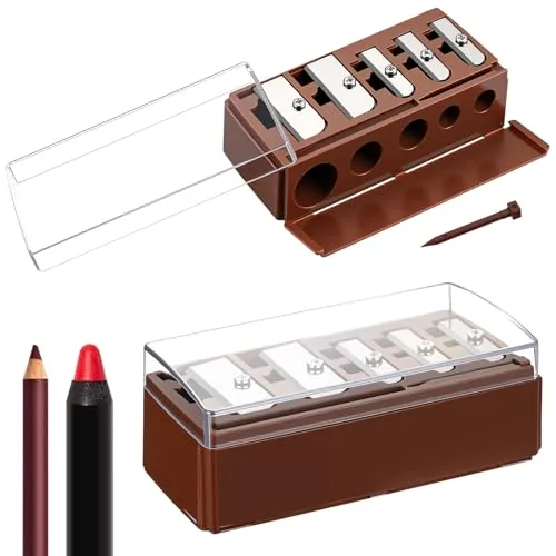 2 Piece 5 Hole Eye Pencil Sharpener, Brown
