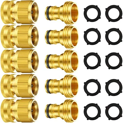 5 Piece Garden Hose Quick Connect Fittings Solid Brass Quick
