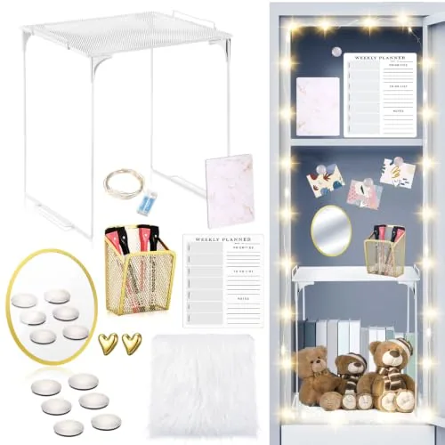 19 Piece Magnetic Locker Organizer and Decorating Kit, Gold