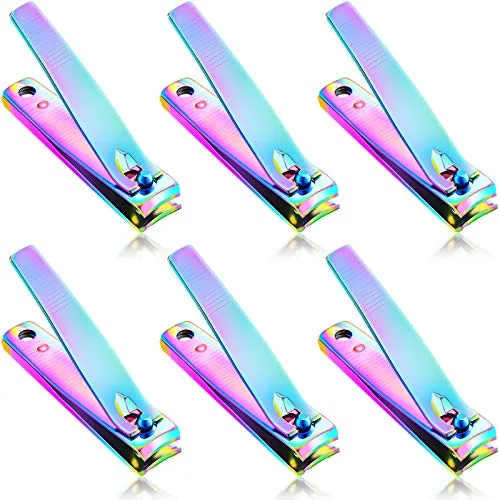6 Piece Rainbow Stainless Steel Nail Clipper Set Fingernail, Multicolour