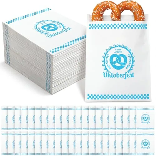 100 Piece Pretzel Bags Oktoberfest Decorations Disposable 5.8 in x