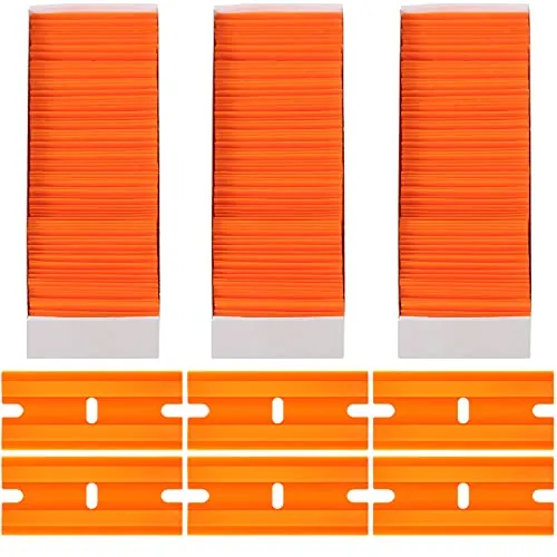 600 Piece Plastic Razor Blade Scraper Blades Plastic Scraper Tools, Orange