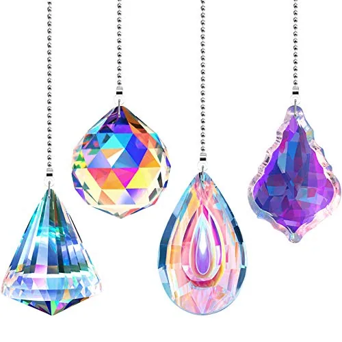 4 Piece Crystal Ceiling Fan Pull Chain, Clear