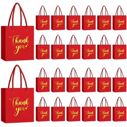 60 Piece Mini Thank You Gift Bag, Red