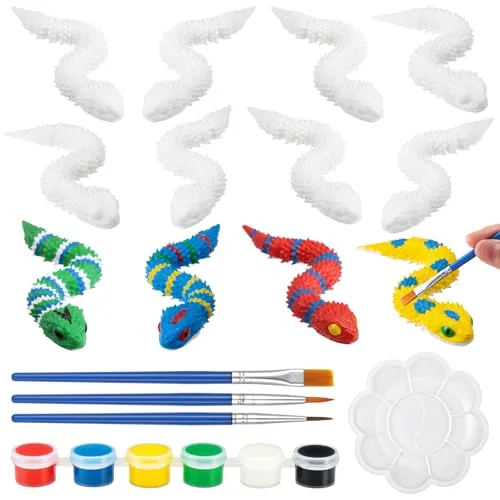 12 Piece 3D Printed Animal Figurines Painting Arts and Craft Kit, Multicolour